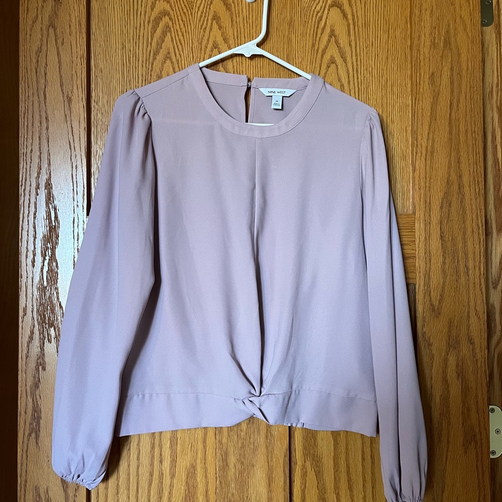 Nine West Mauve Long Sleeve Blouse